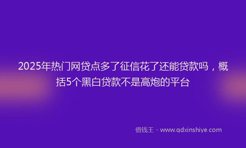 2025年热门网贷点多了征信花了还能贷款吗，概括5个黑白贷款不是高炮的平台