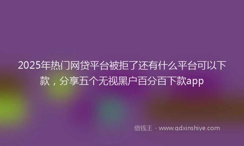 2025年热门网贷平台被拒了还有什么平台可以下款，分享五个无视黑户百分百下款app