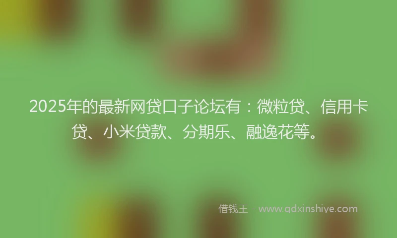 2025年的最新网贷口子论坛有：微粒贷、信用卡贷、小米贷款、分期乐、融逸花等。