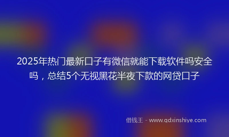 2025年热门最新口子有微信就能下载软件吗安全吗，总结5个无视黑花半夜下款的网贷口子