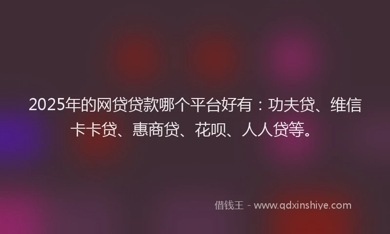 2025年的网贷贷款哪个平台好有：功夫贷、维信卡卡贷、惠商贷、花呗、人人贷等。