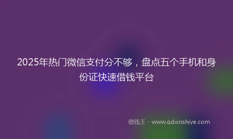 2025年热门微信支付分不够，盘点五个手机和身份证快速借钱平台