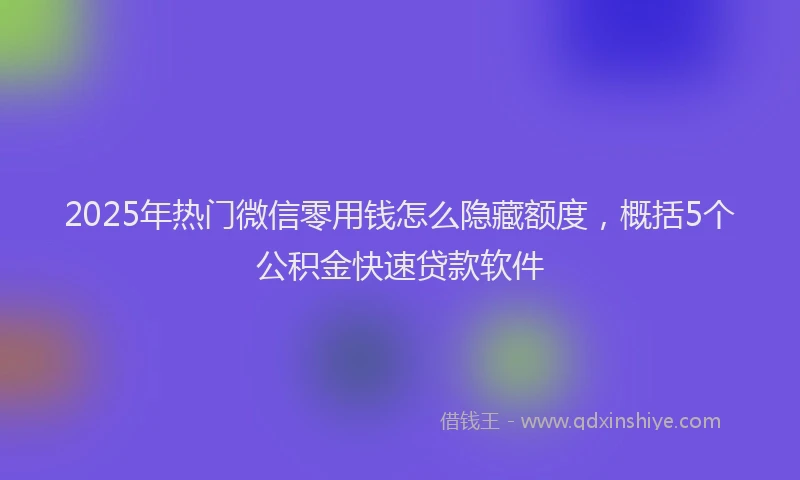 2025年热门微信零用钱怎么隐藏额度，概括5个公积金快速贷款软件