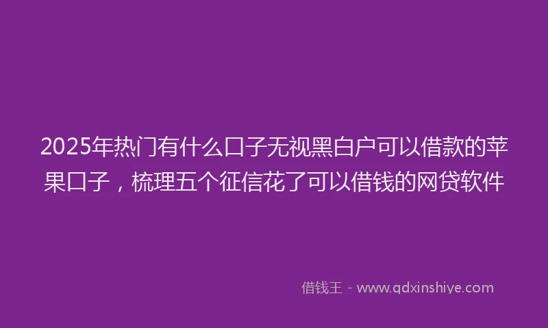 2025年热门有什么口子无视黑白户可以借款的苹果口子，梳理五个征信花了可以借钱的网贷软件