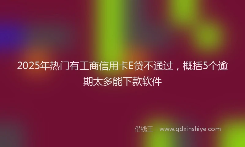 2025年热门有工商信用卡E贷不通过，概括5个逾期太多能下款软件