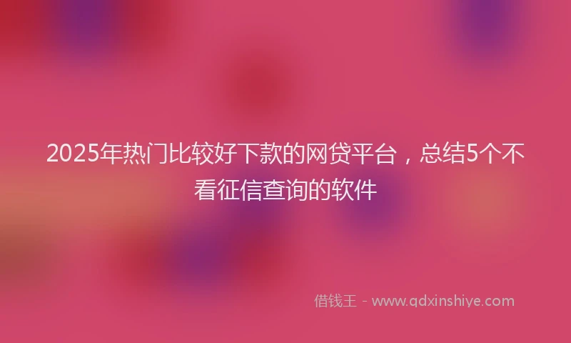 2025年热门比较好下款的网贷平台，总结5个不看征信查询的软件