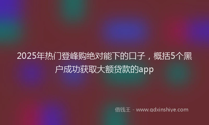 2025年热门登峰购绝对能下的口子，概括5个黑户成功获取大额贷款的app