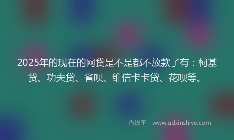 2025年的现在的网贷是不是都不放款了有：柯基贷、功夫贷、省呗、维信卡卡贷、花呗等。