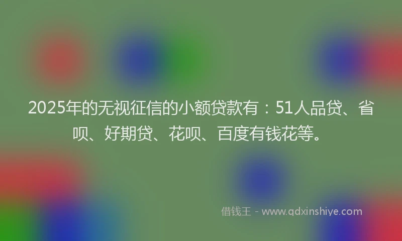 2025年的无视征信的小额贷款有：51人品贷、省呗、好期贷、花呗、百度有钱花等。