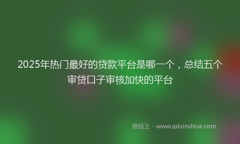 2025年热门最好的贷款平台是哪一个，总结五个审贷口子审核加快的平台