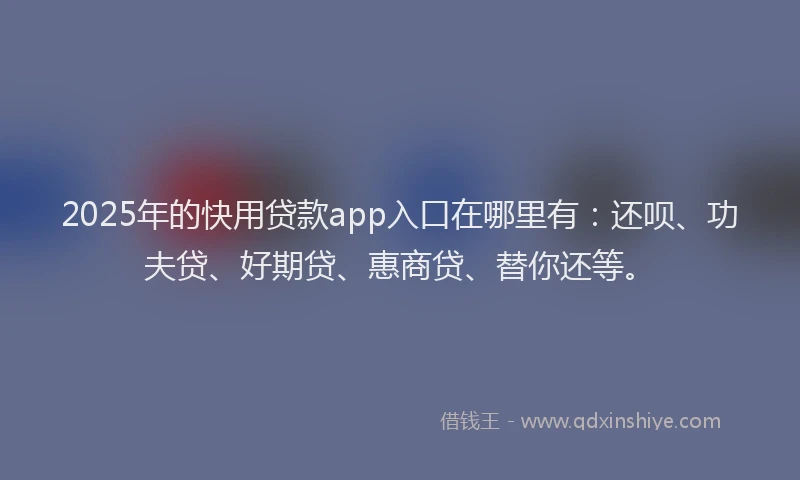 2025年的快用贷款app入口在哪里有：还呗、功夫贷、好期贷、惠商贷、替你还等。