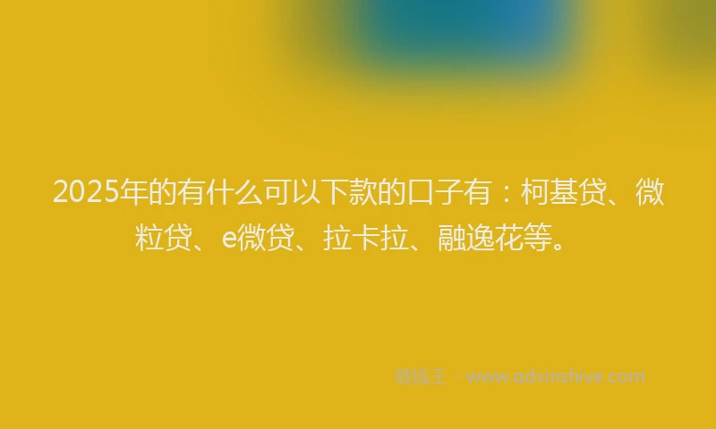 2025年的有什么可以下款的口子有：柯基贷、微粒贷、e微贷、拉卡拉、融逸花等。