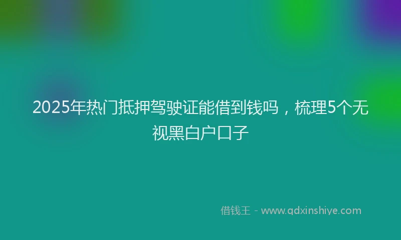 2025年热门抵押驾驶证能借到钱吗，梳理5个无视黑白户口子