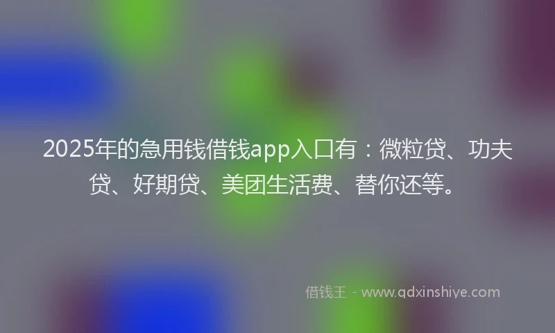 2025年的急用钱借钱app入口有：微粒贷、功夫贷、好期贷、美团生活费、替你还等。