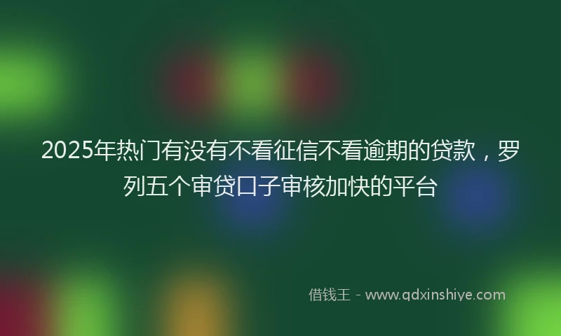 2025年热门有没有不看征信不看逾期的贷款，罗列五个审贷口子审核加快的平台