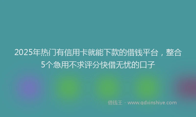 2025年热门有信用卡就能下款的借钱平台，整合5个急用不求评分快借无忧的口子