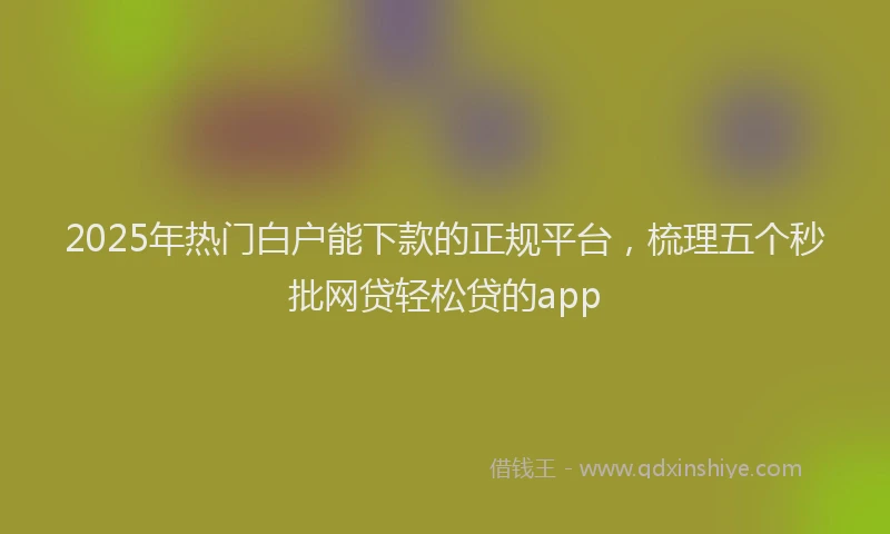 2025年热门白户能下款的正规平台，梳理五个秒批网贷轻松贷的app
