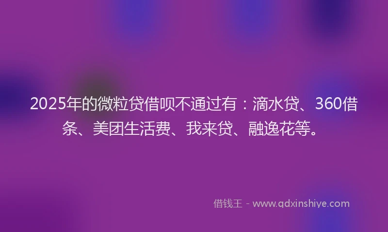 2025年的微粒贷借呗不通过有：滴水贷、360借条、美团生活费、我来贷、融逸花等。