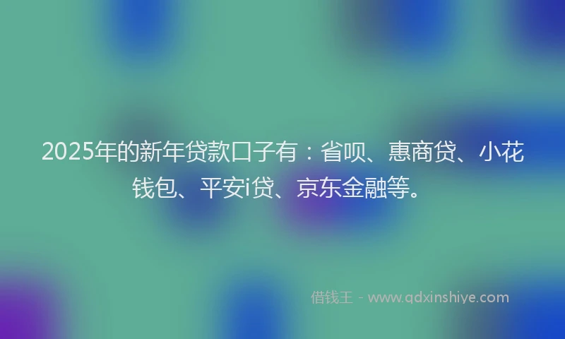 2025年的新年贷款口子有：省呗、惠商贷、小花钱包、平安i贷、京东金融等。