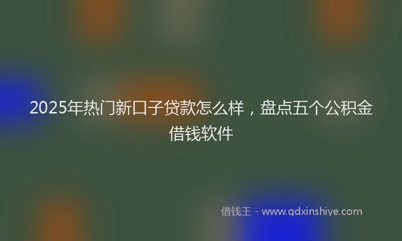2025年热门新口子贷款怎么样，盘点五个公积金借钱软件