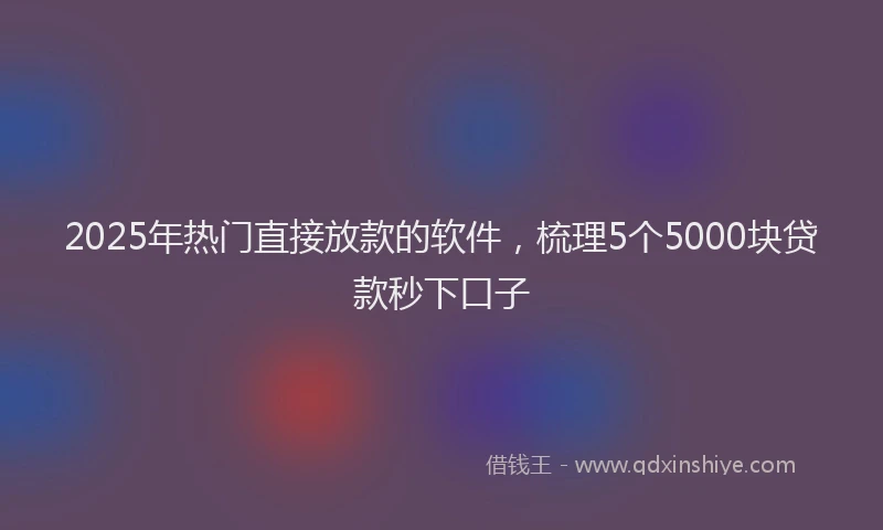 2025年热门直接放款的软件，梳理5个5000块贷款秒下口子