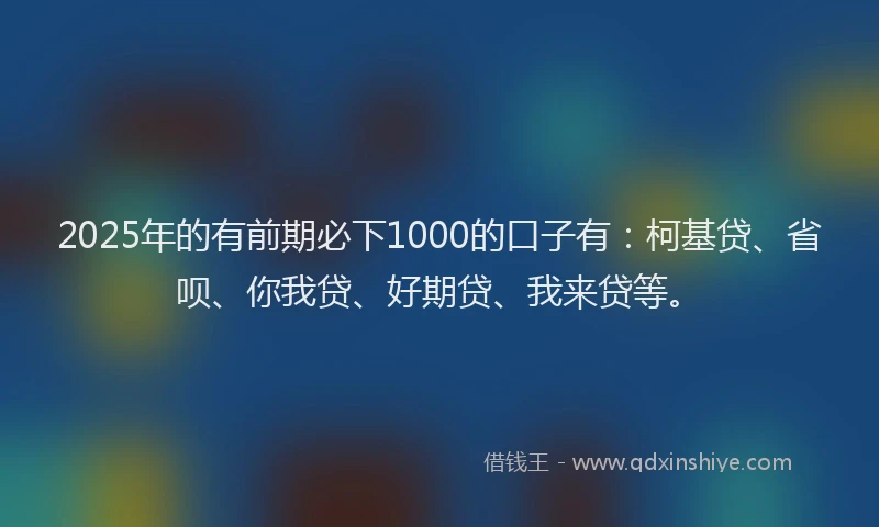 2025年的有前期必下1000的口子有：柯基贷、省呗、你我贷、好期贷、我来贷等。