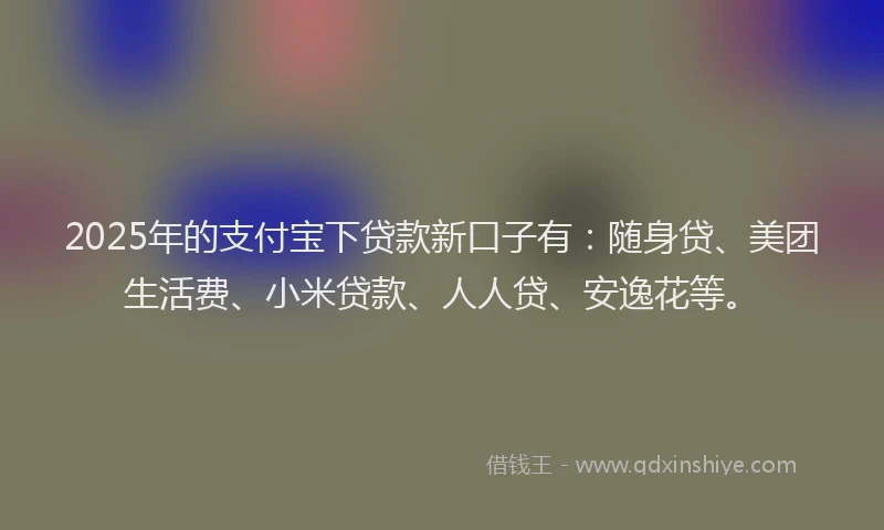 2025年的支付宝下贷款新口子有：随身贷、美团生活费、小米贷款、人人贷、安逸花等。