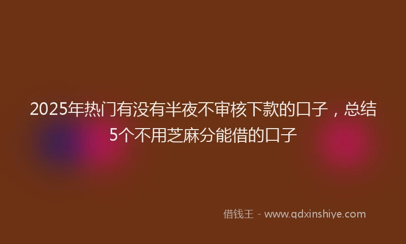 2025年热门有没有半夜不审核下款的口子，总结5个不用芝麻分能借的口子