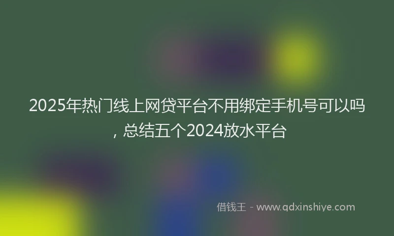2025年热门线上网贷平台不用绑定手机号可以吗，总结五个2024放水平台