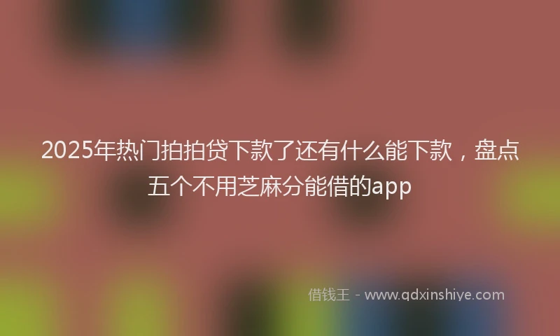 2025年热门拍拍贷下款了还有什么能下款，盘点五个不用芝麻分能借的app