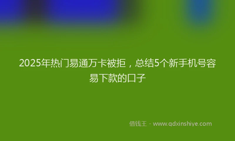 2025年热门易通万卡被拒，总结5个新手机号容易下款的口子