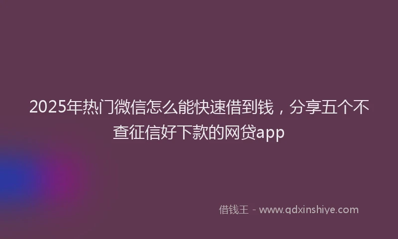2025年热门微信怎么能快速借到钱，分享五个不查征信好下款的网贷app