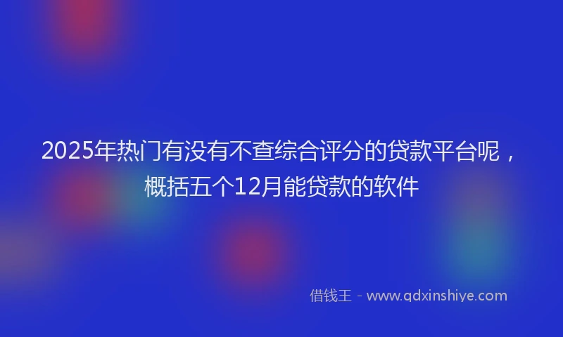 2025年热门有没有不查综合评分的贷款平台呢，概括五个12月能贷款的软件
