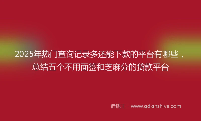2025年热门查询记录多还能下款的平台有哪些，总结五个不用面签和芝麻分的贷款平台
