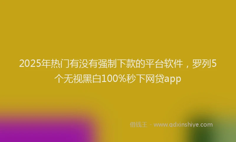 2025年热门有没有强制下款的平台软件，罗列5个无视黑白100%秒下网贷app