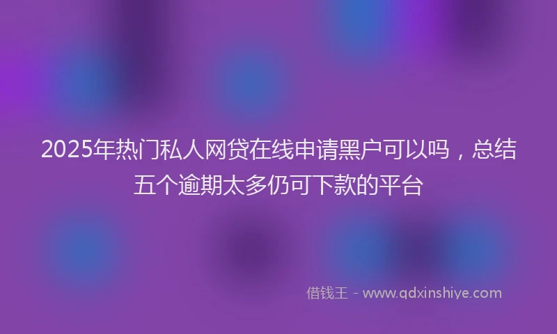 2025年热门私人网贷在线申请黑户可以吗，总结五个逾期太多仍可下款的平台