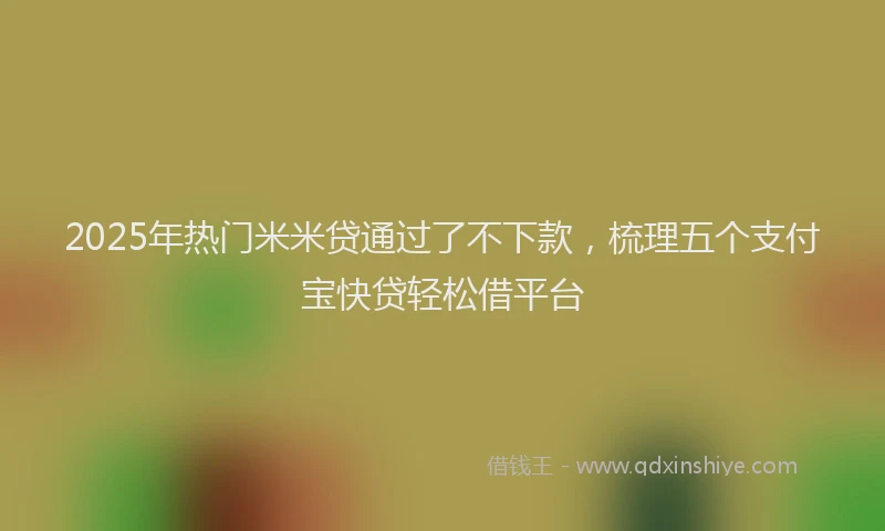 2025年热门米米贷通过了不下款，梳理五个支付宝快贷轻松借平台
