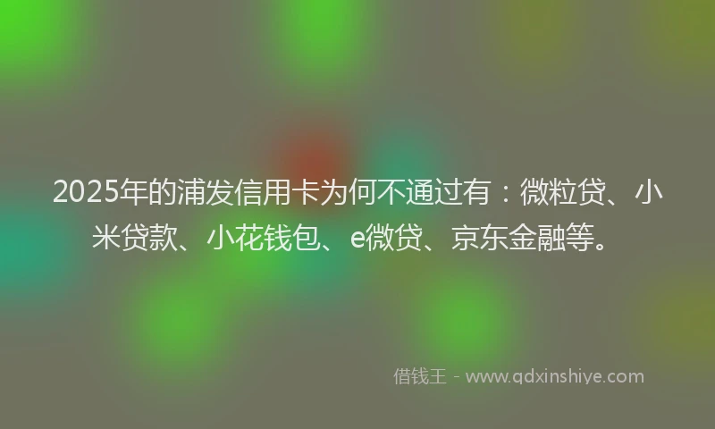 2025年的浦发信用卡为何不通过有：微粒贷、小米贷款、小花钱包、e微贷、京东金融等。