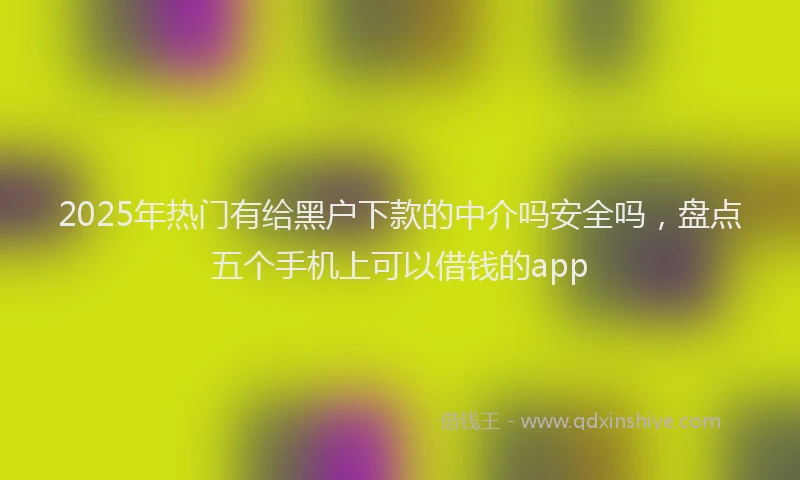 2025年热门有给黑户下款的中介吗安全吗，盘点五个手机上可以借钱的app