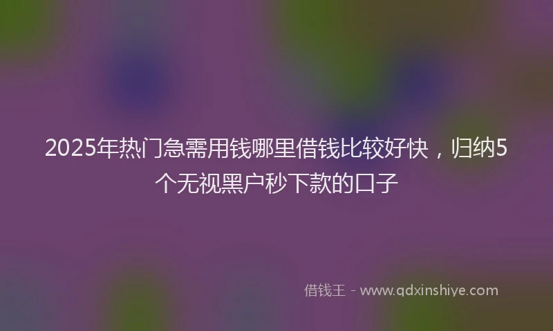 2025年热门急需用钱哪里借钱比较好快，归纳5个无视黑户秒下款的口子