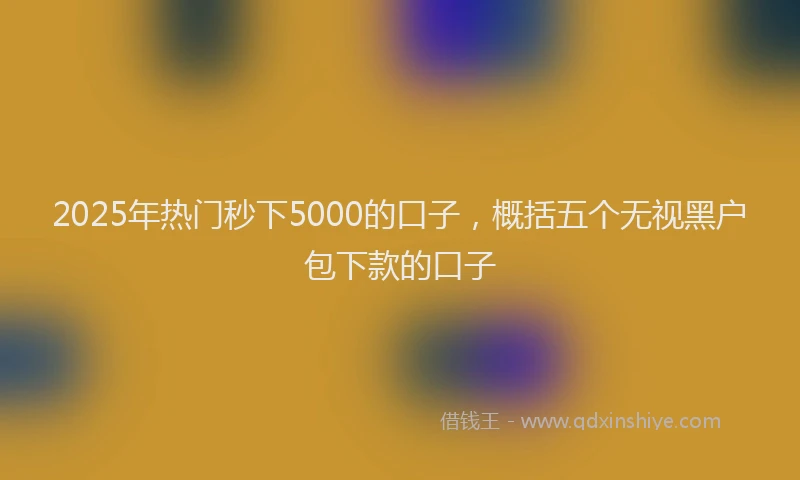 2025年热门秒下5000的口子，概括五个无视黑户包下款的口子