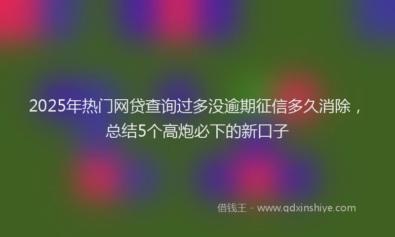 2025年热门网贷查询过多没逾期征信多久消除，总结5个高炮必下的新口子