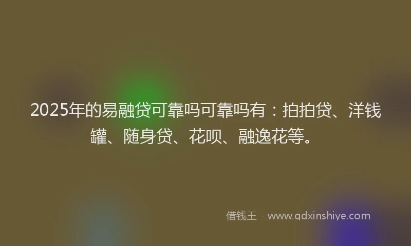 2025年的易融贷可靠吗可靠吗有：拍拍贷、洋钱罐、随身贷、花呗、融逸花等。