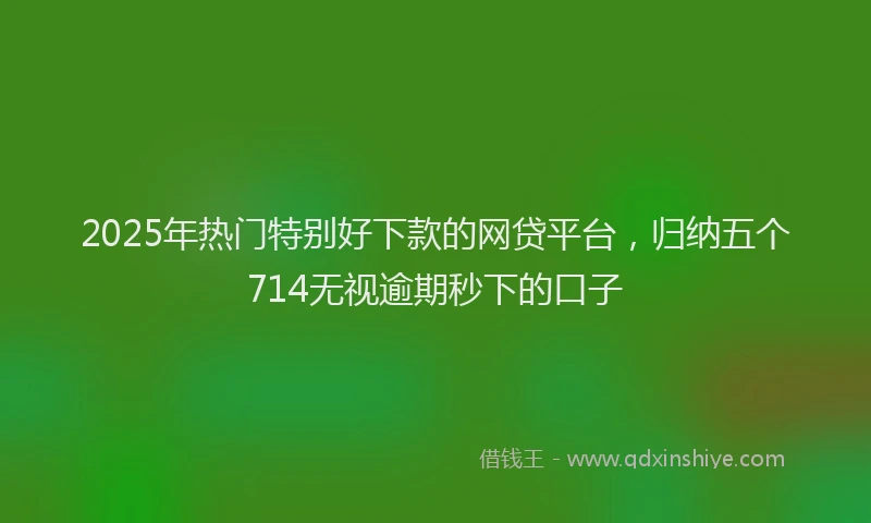2025年热门特别好下款的网贷平台，归纳五个714无视逾期秒下的口子