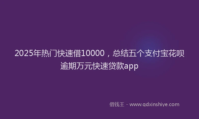 2025年热门快速借10000，总结五个支付宝花呗逾期万元快速贷款app