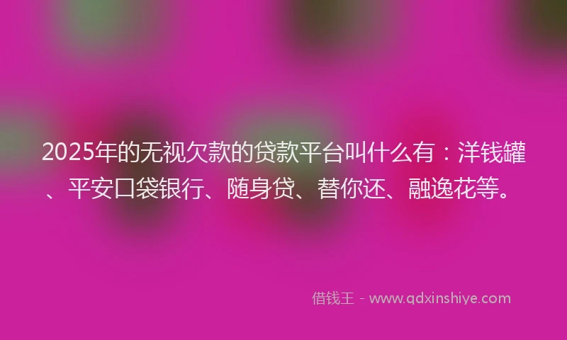 2025年的无视欠款的贷款平台叫什么有：洋钱罐、平安口袋银行、随身贷、替你还、融逸花等。