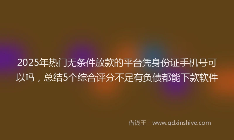 2025年热门无条件放款的平台凭身份证手机号可以吗，总结5个综合评分不足有负债都能下款软件