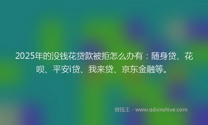 2025年的没钱花贷款被拒怎么办有：随身贷、花呗、平安i贷、我来贷、京东金融等。