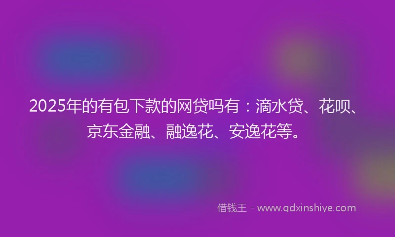 2025年的有包下款的网贷吗有：滴水贷、花呗、京东金融、融逸花、安逸花等。