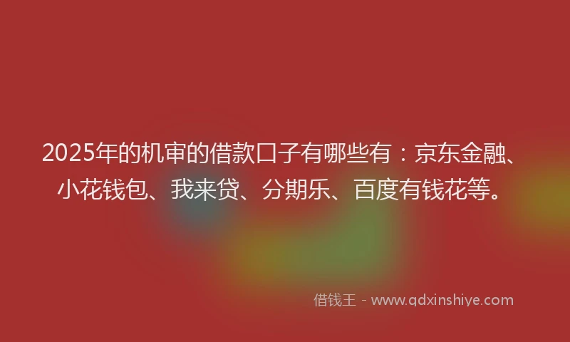 2025年的机审的借款口子有哪些有：京东金融、小花钱包、我来贷、分期乐、百度有钱花等。